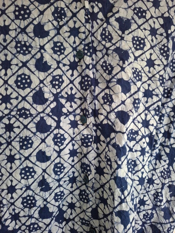 Blue shirt Hand designed No Size tag, approx 21.5 inches pit to pit Approx 12