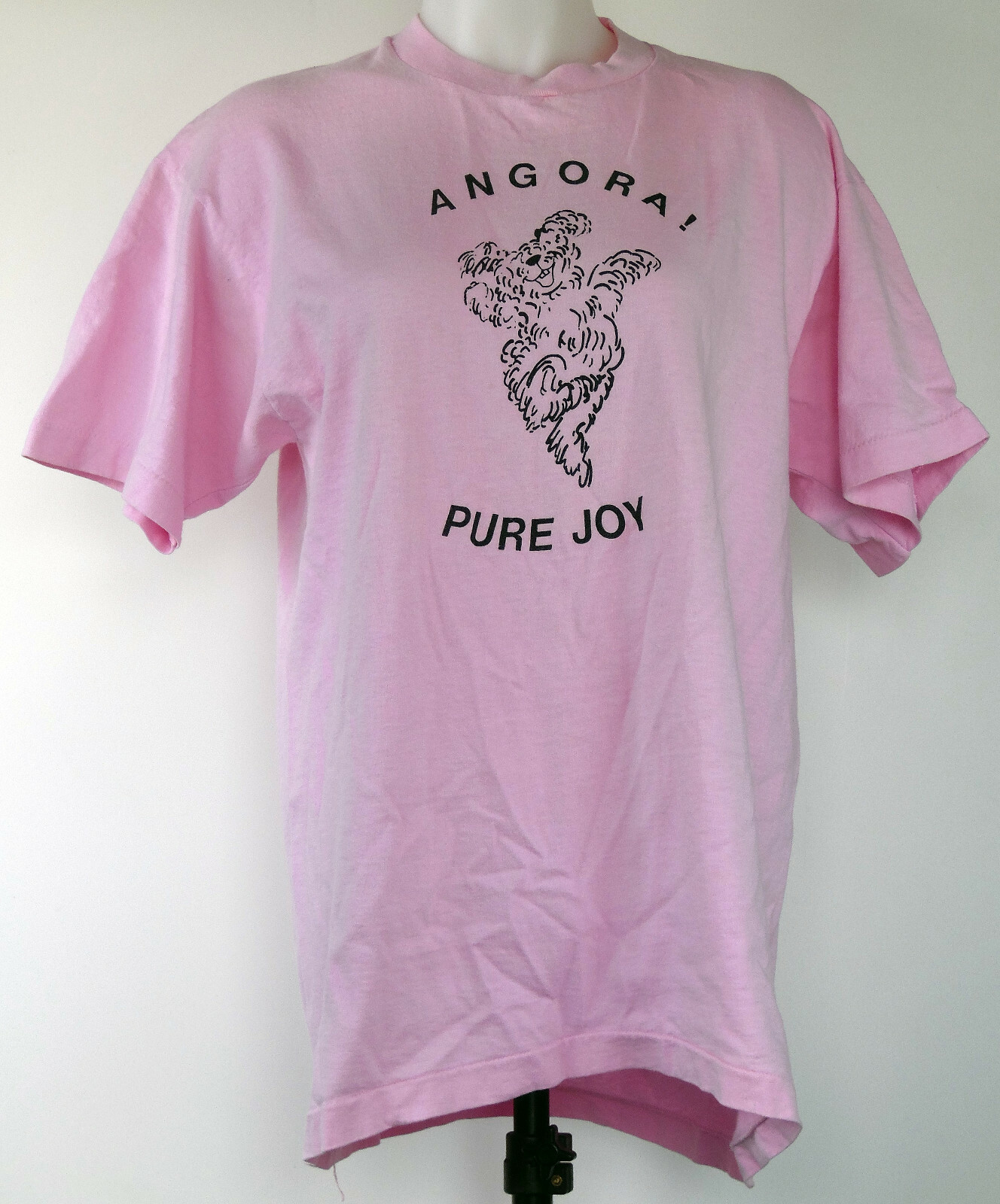 “Angora! Pure Joy” Pink Rabbit Short Sleeve T-Shirt Adult L Made in USA