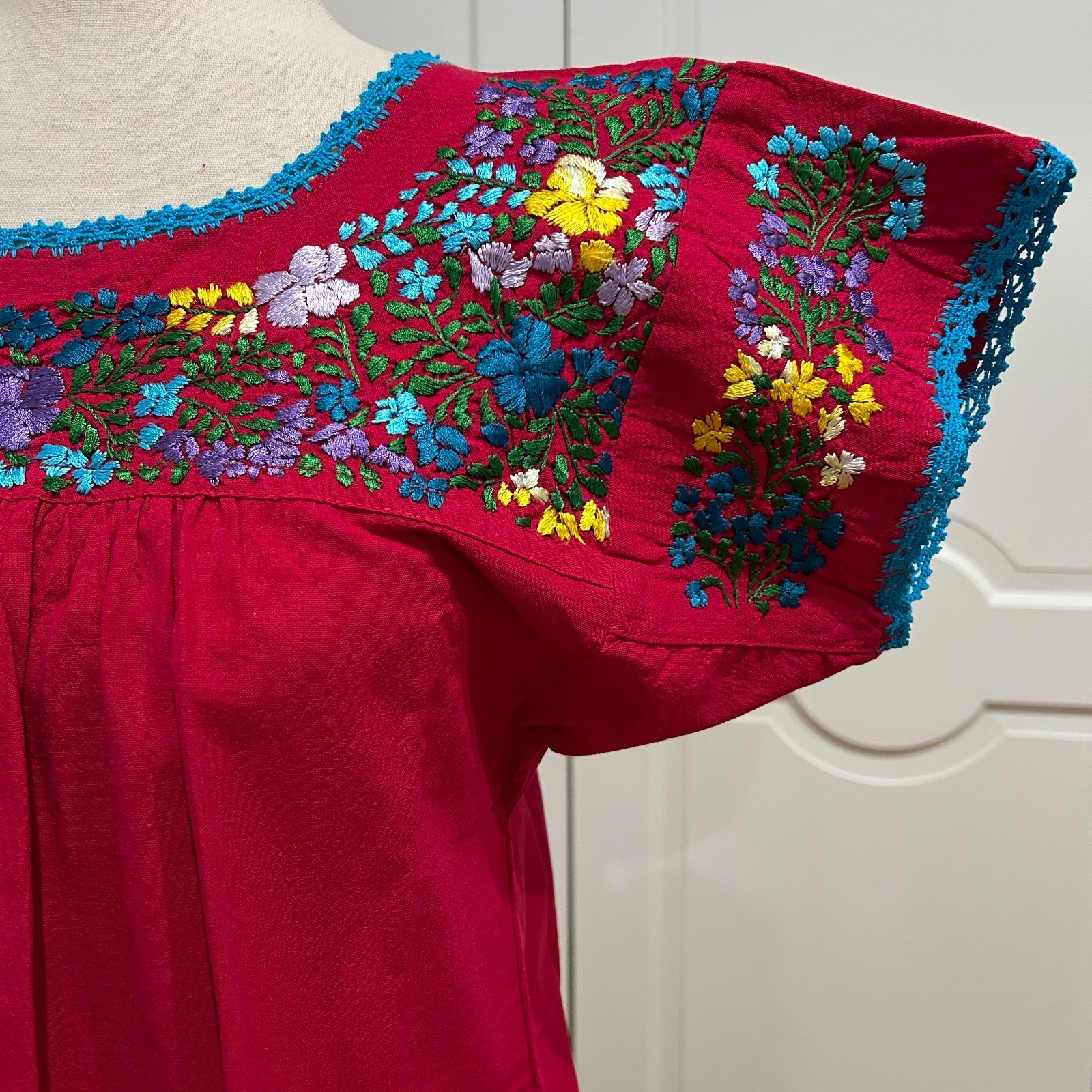 Sandra Blouse From San Antonino Oaxaca mexico. Artisan Top, Boho, short sleeve.