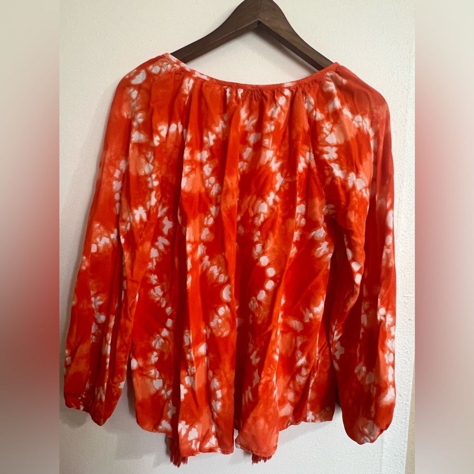 RD & Koko by Anthropology Geometric Tie-Dye Blouse Orange SzM Y2K BohoChic