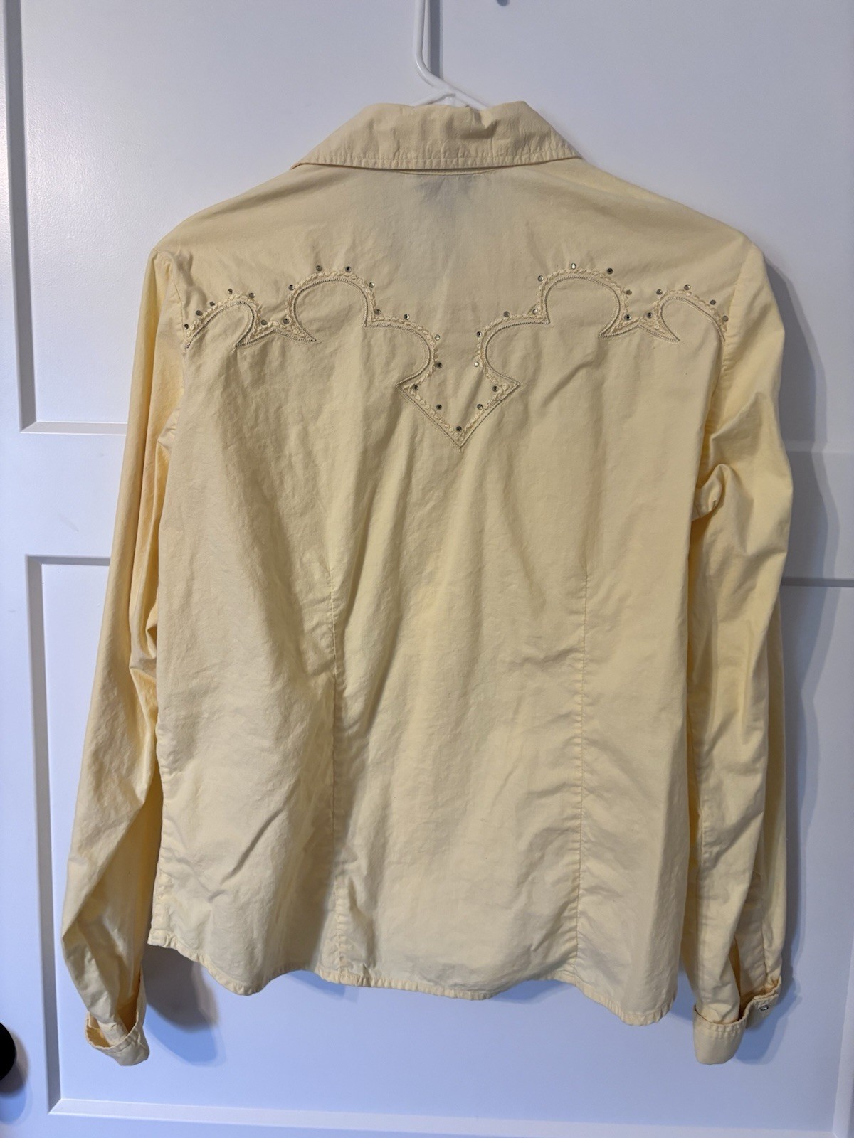 Life Style Yellow Western Shirt Large Embellished Cowgirl