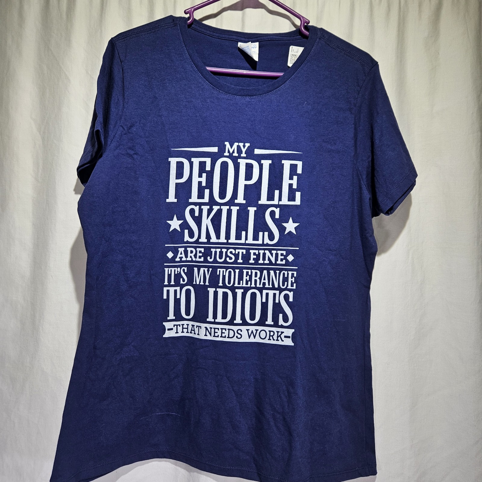 Port & Co Blue Womens Xlg Tshirt “People Skills Are Fine, Tolerance To Idiots”