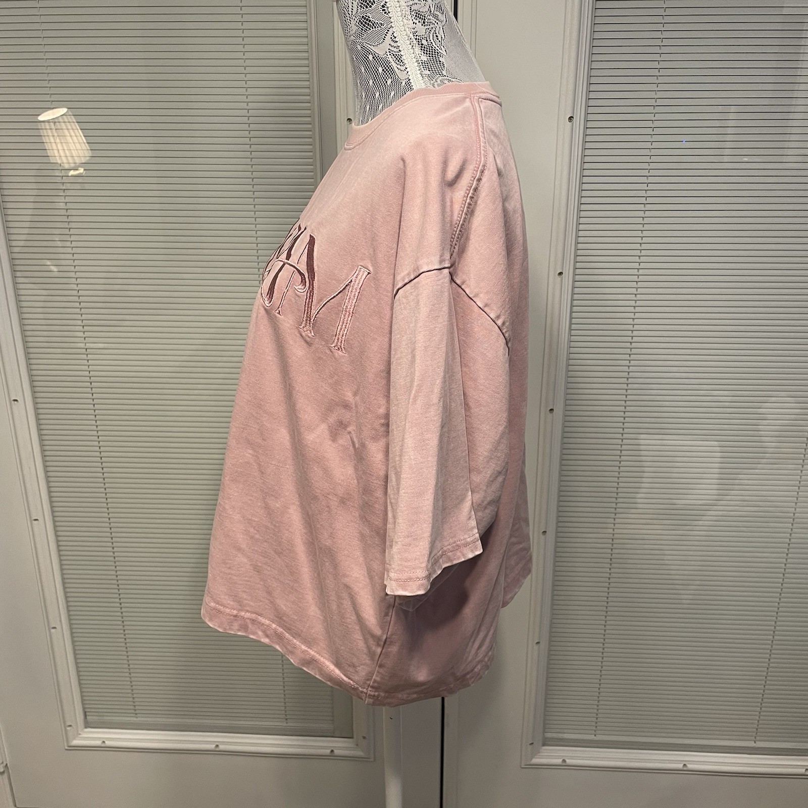 Colony 2139 Pink Embroidered “GLEAM” T-shirt Oversized Cropped Japan One Size