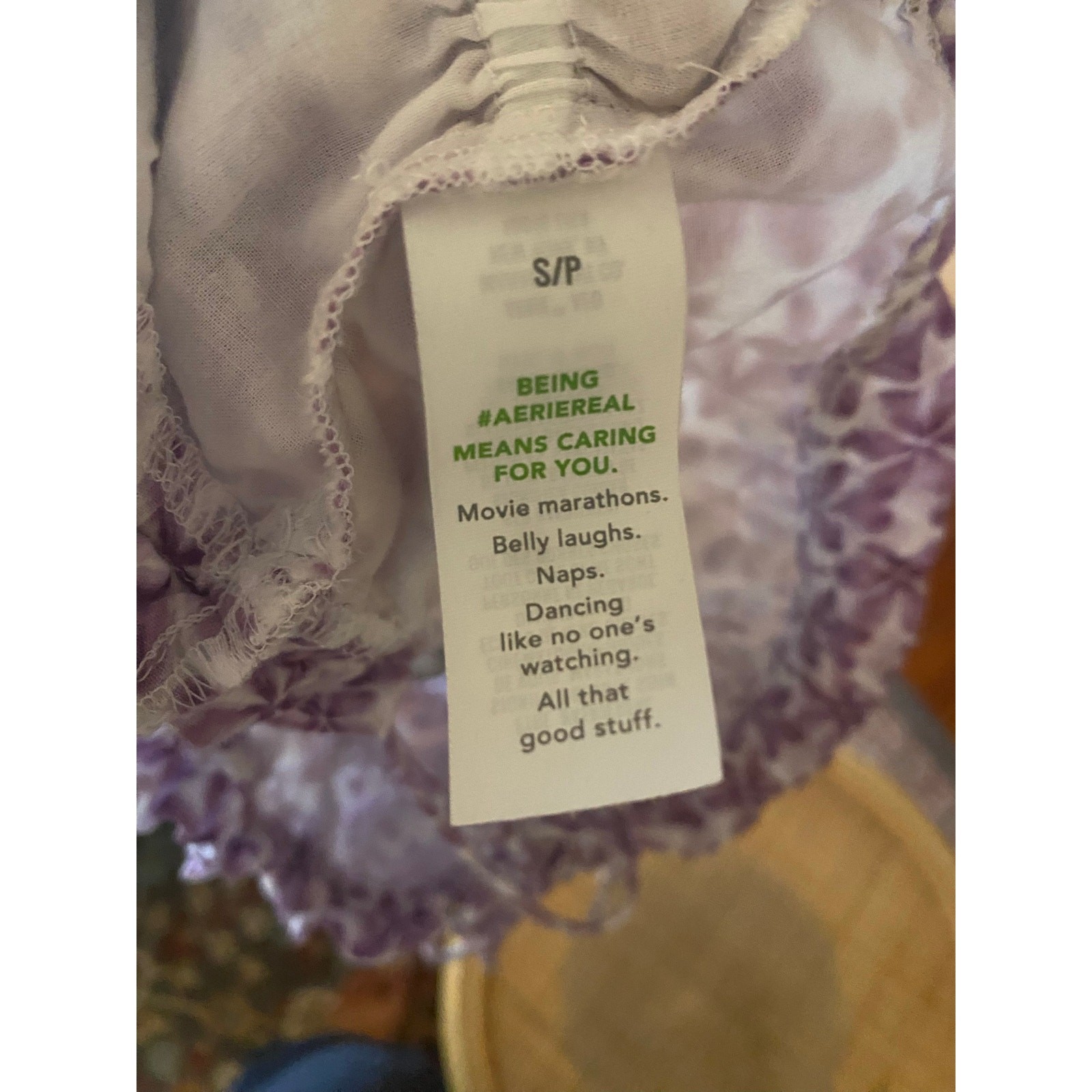 Aerie Smocked Button front crop blouse Chambray Tie Straps Small