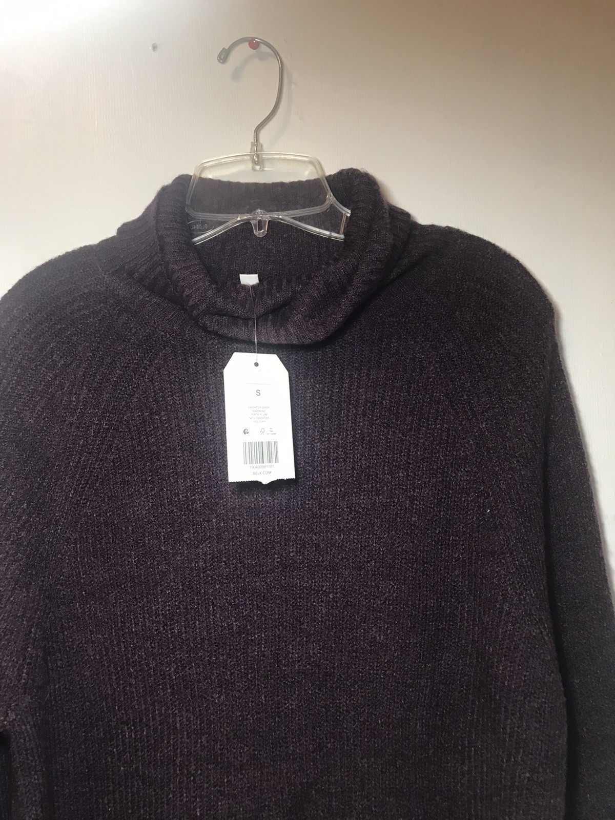 Wonderly Small Womens Pullover Sweater Plum Cowl Neck Twist Front NWT