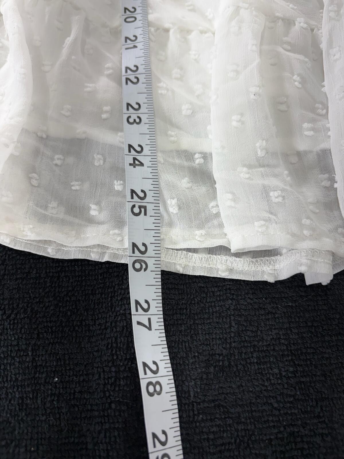 Miss Sparkling White Sheer Tiered Ruffle Blouse Size M 2145