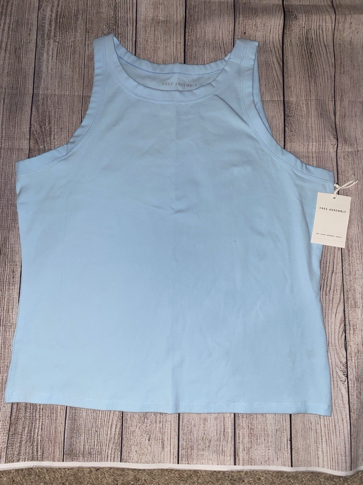 New Free Assembly Women’s LARGE Cutaway Tank Top Light Blue NWT