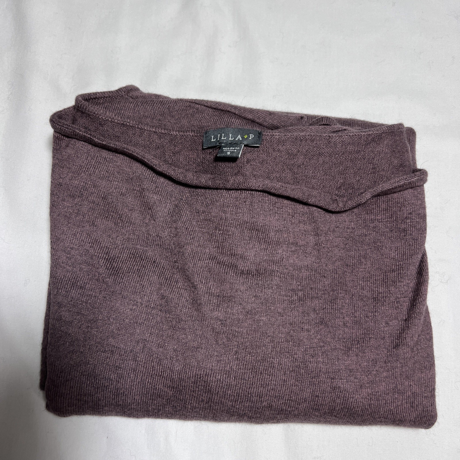 Lilla P Women’s Cowl Neck Mauve Cotton Modal Cashmere Long Sleeve Top Sz Small