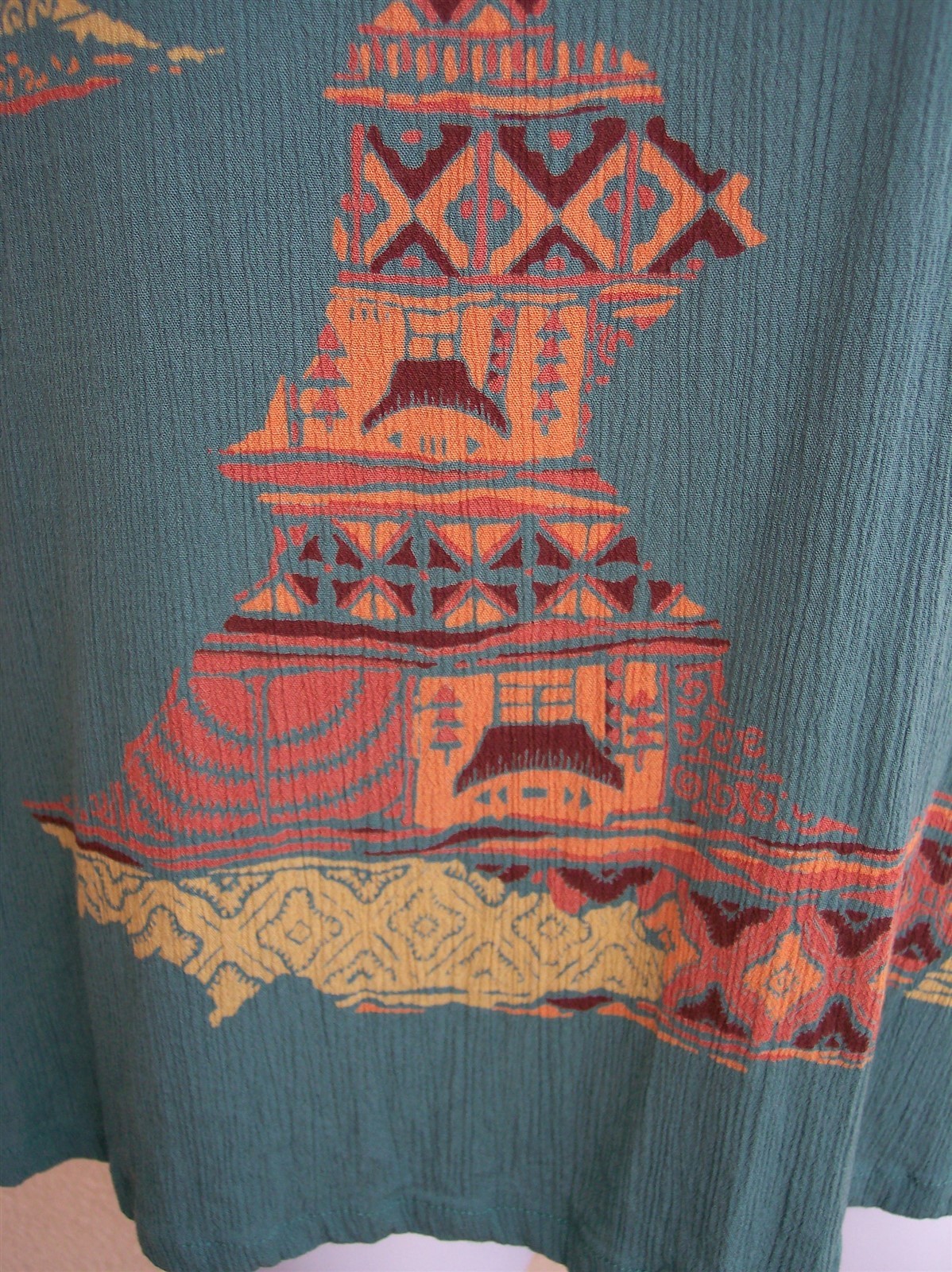Southwest Indian Foundation top shirt plus size 1x 0x FALL Sage gauze blouse