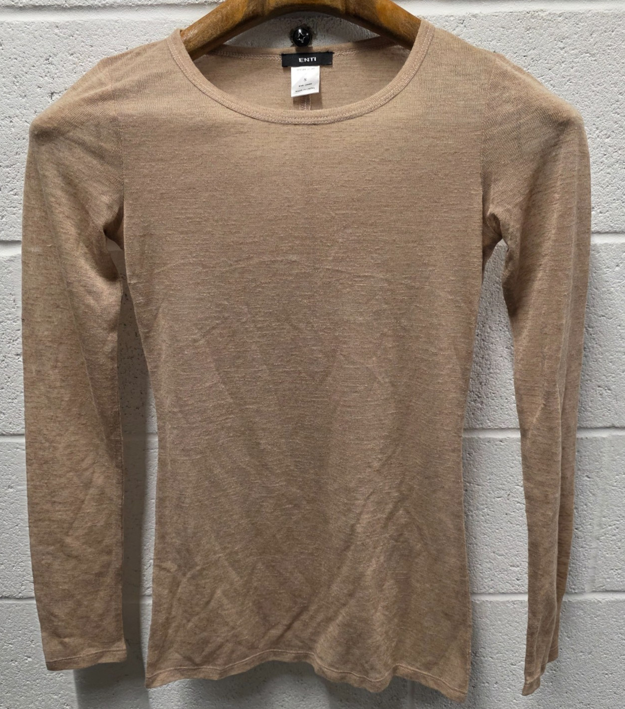 Enti Clothing Women’s Long Sleeved Tie Dyed Quarter Button Top S Knit Beige