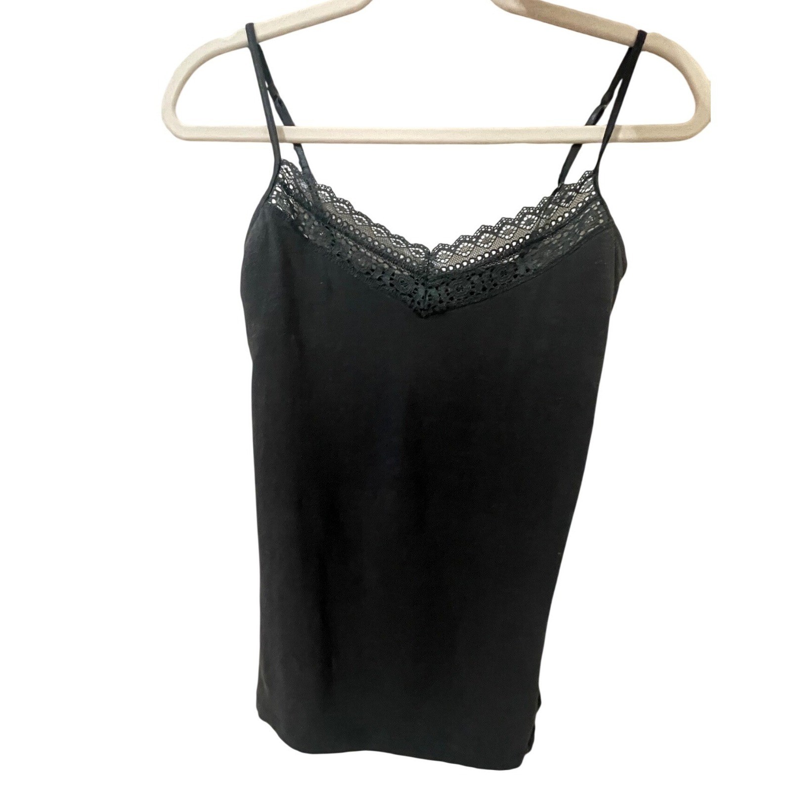 Aeropostale Y2k Charcoal Gray Lace Trim Cami Tank Top Size M