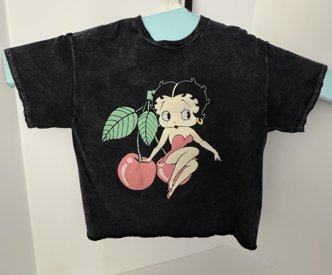 Betty Boop Classic Cartoon Womens Tshirt Size M Black Top