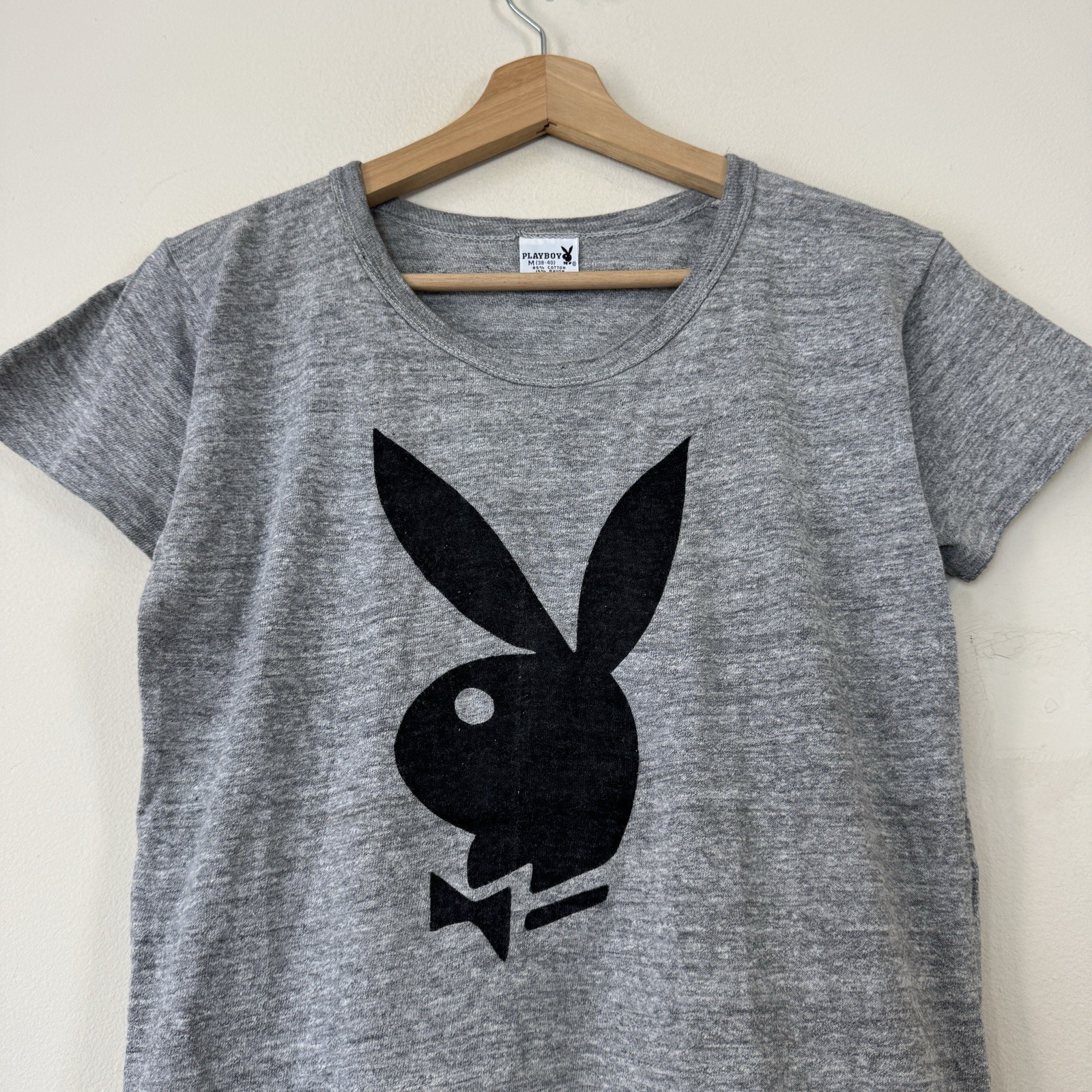 Vintage 70’s Playboy Bunny Magazine Women’s Grey Single Stitch Tee Shirt Medium