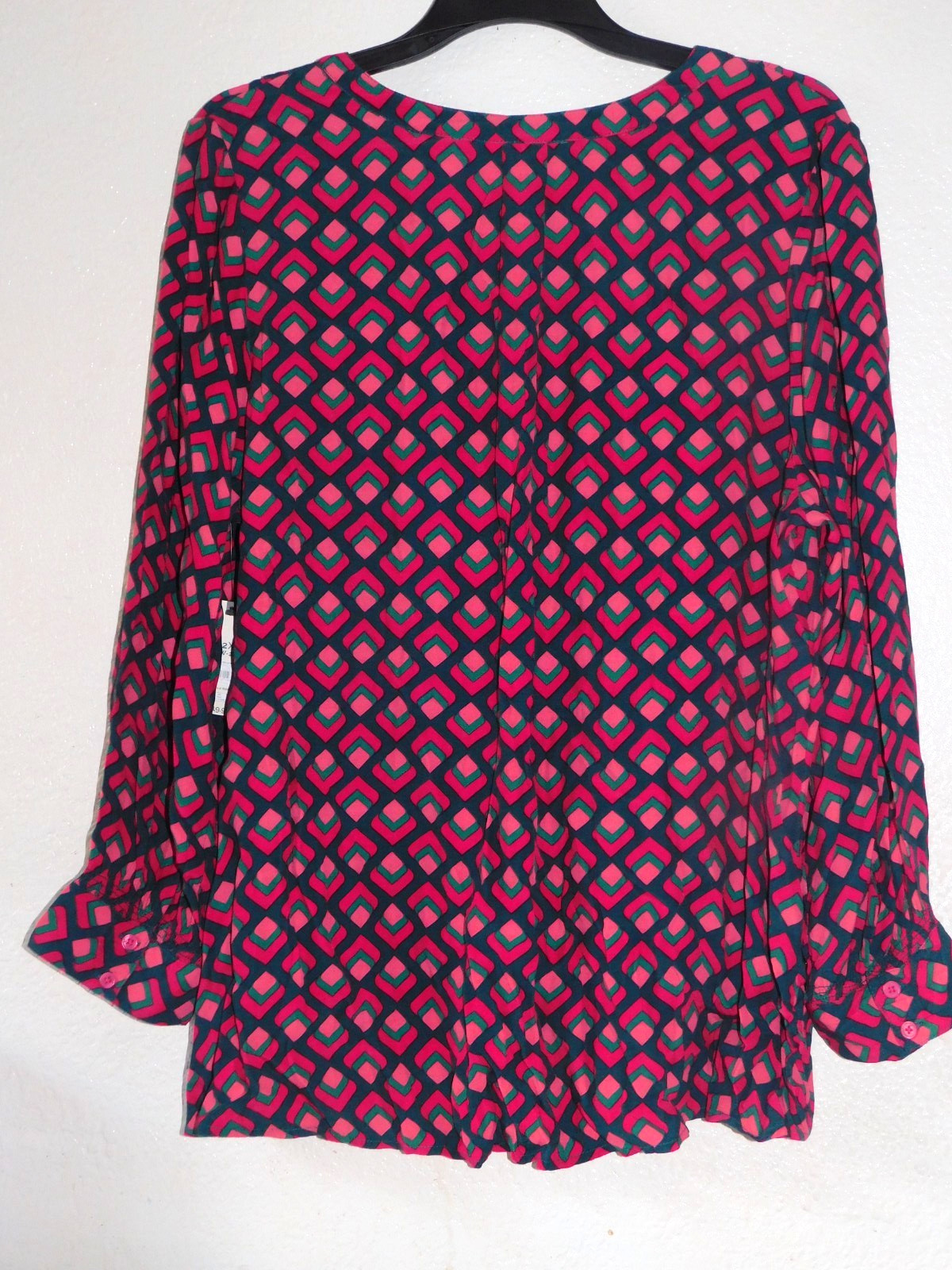 Womens Dress Shirt 2X 20W 22W Pink Purple Green Pattern Pleated Blouse