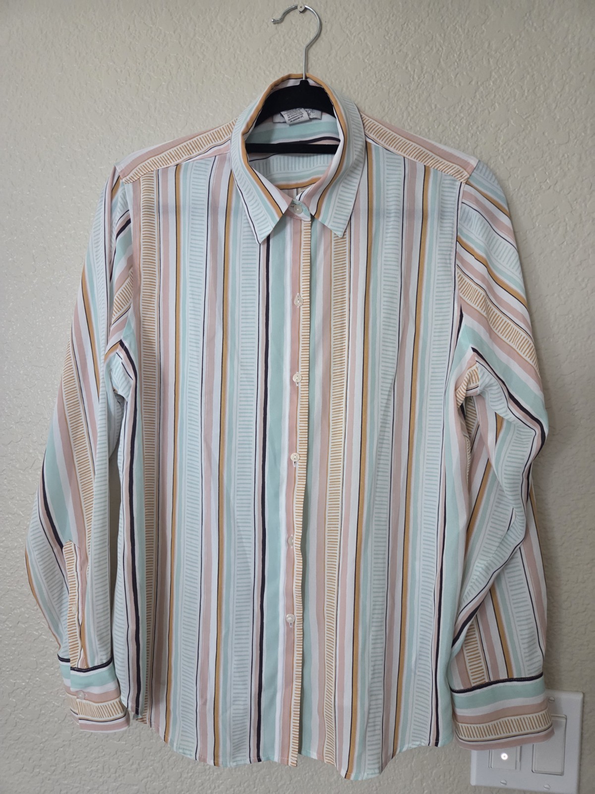 Rachel Zoe Women’s Striped Multicolor Collared Long Sleeve Button-Up Shirt L