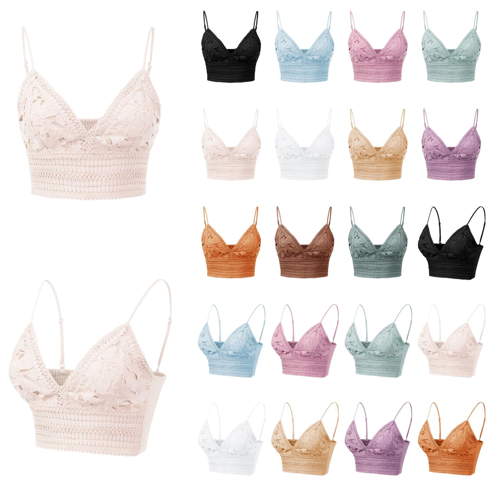 MixMatchy Textured Open Back Laced V-Neck Crop Top