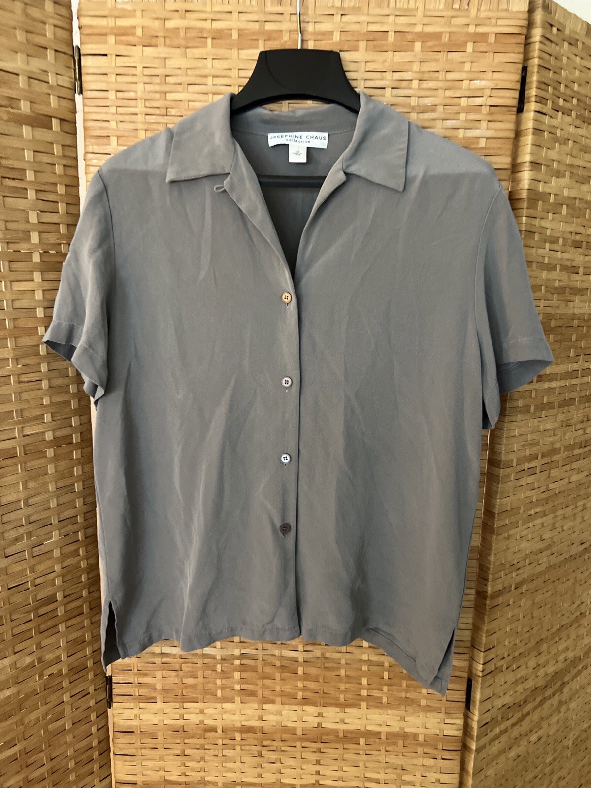 Josephine Chaus Gray 100% Silk Blouse Women’s Size 12