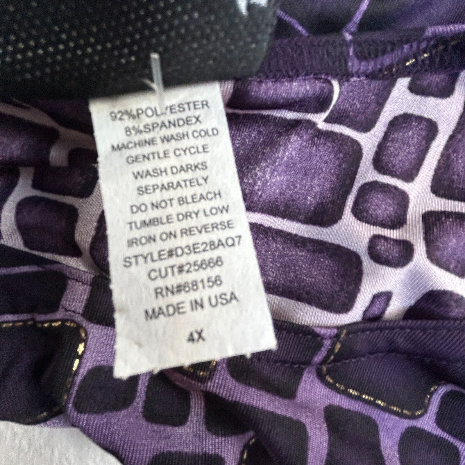 Fashion Bug Women’s Tunic Top Stretchable Pebble Print Purple Plus Size 4X New