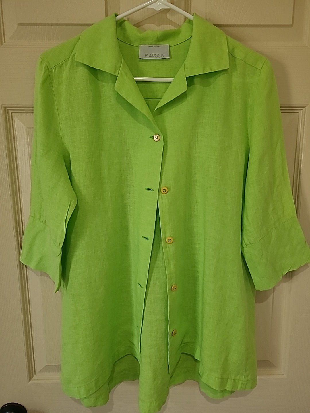 Margon Italian 100% Linen JACKET -Blouse Lime GREEN