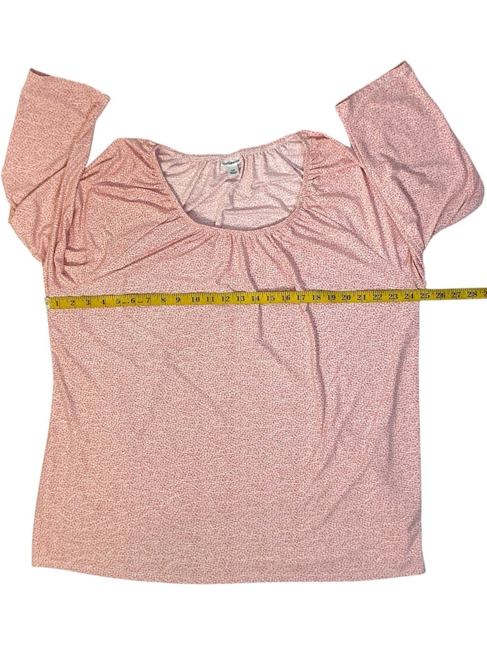 Versatile Tunic Round Neck 3/4 Sleeve Dainty Floral Pink Coral Women Plus 2X