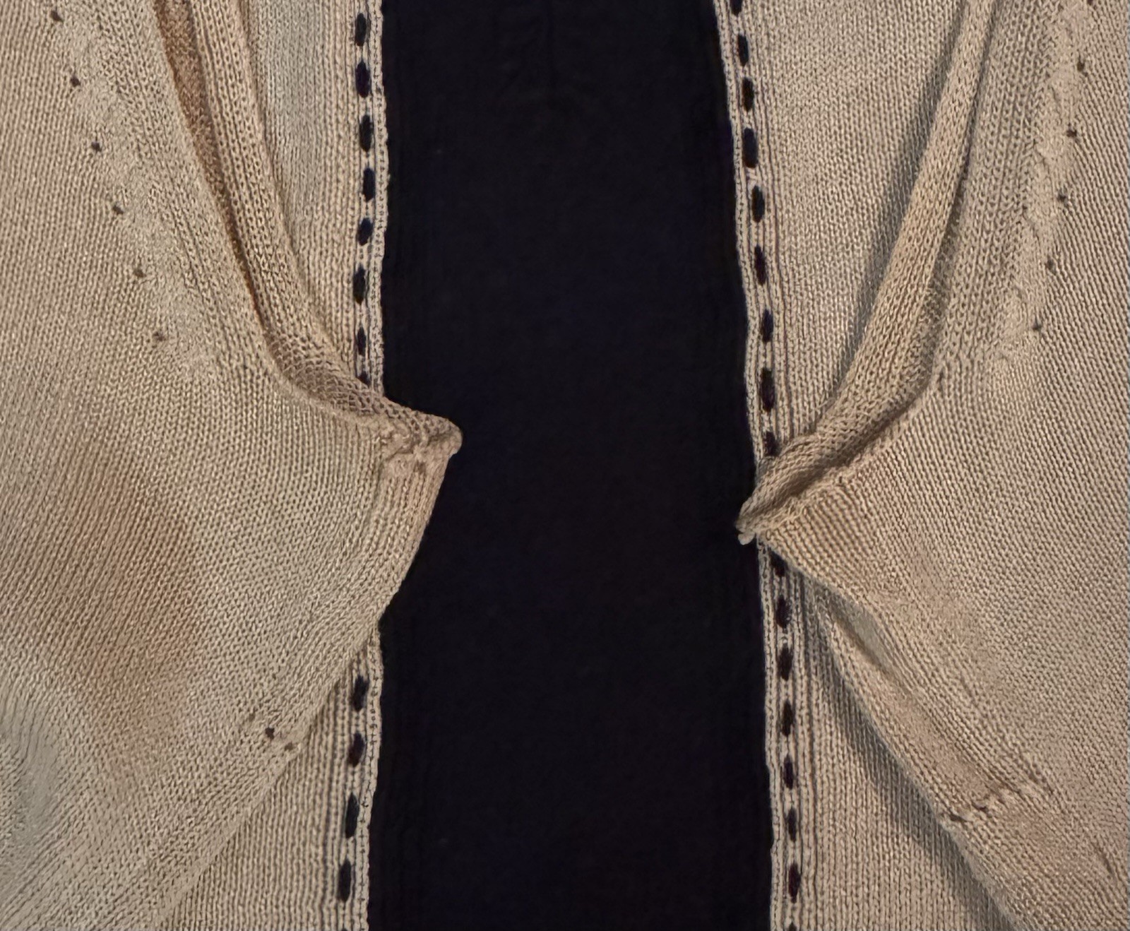 Vintage Max Studio Special Edition Silk Tie Back Top Cream Black Size M