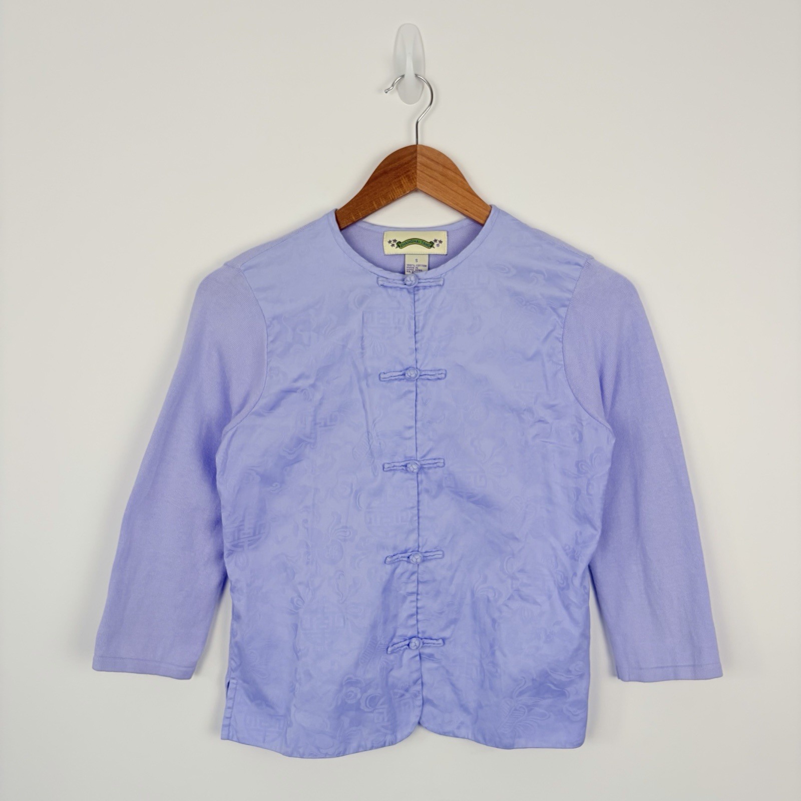 Shanghai Tang Chinese Frog Button Shirt Blouse Button Up Lilac Small Womens