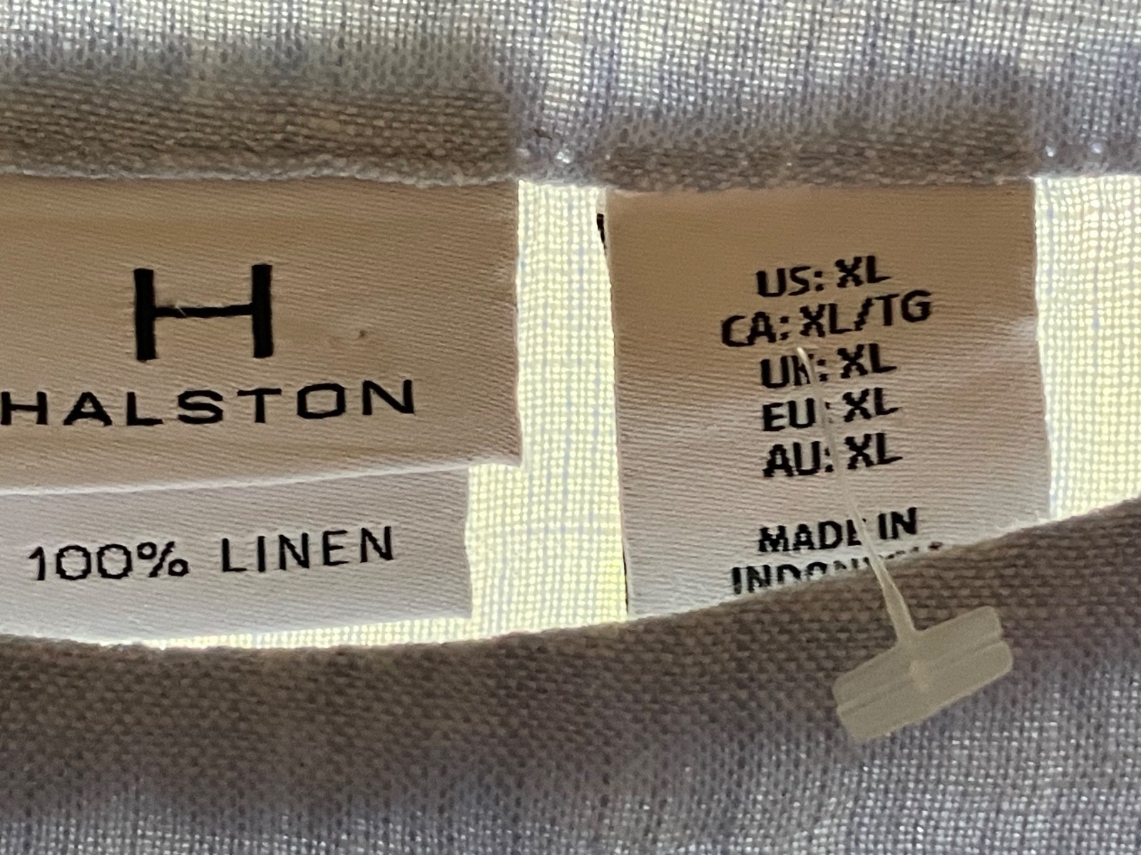 HALSTON 100% sky blue Hanky Linen top XL simple, light, classic