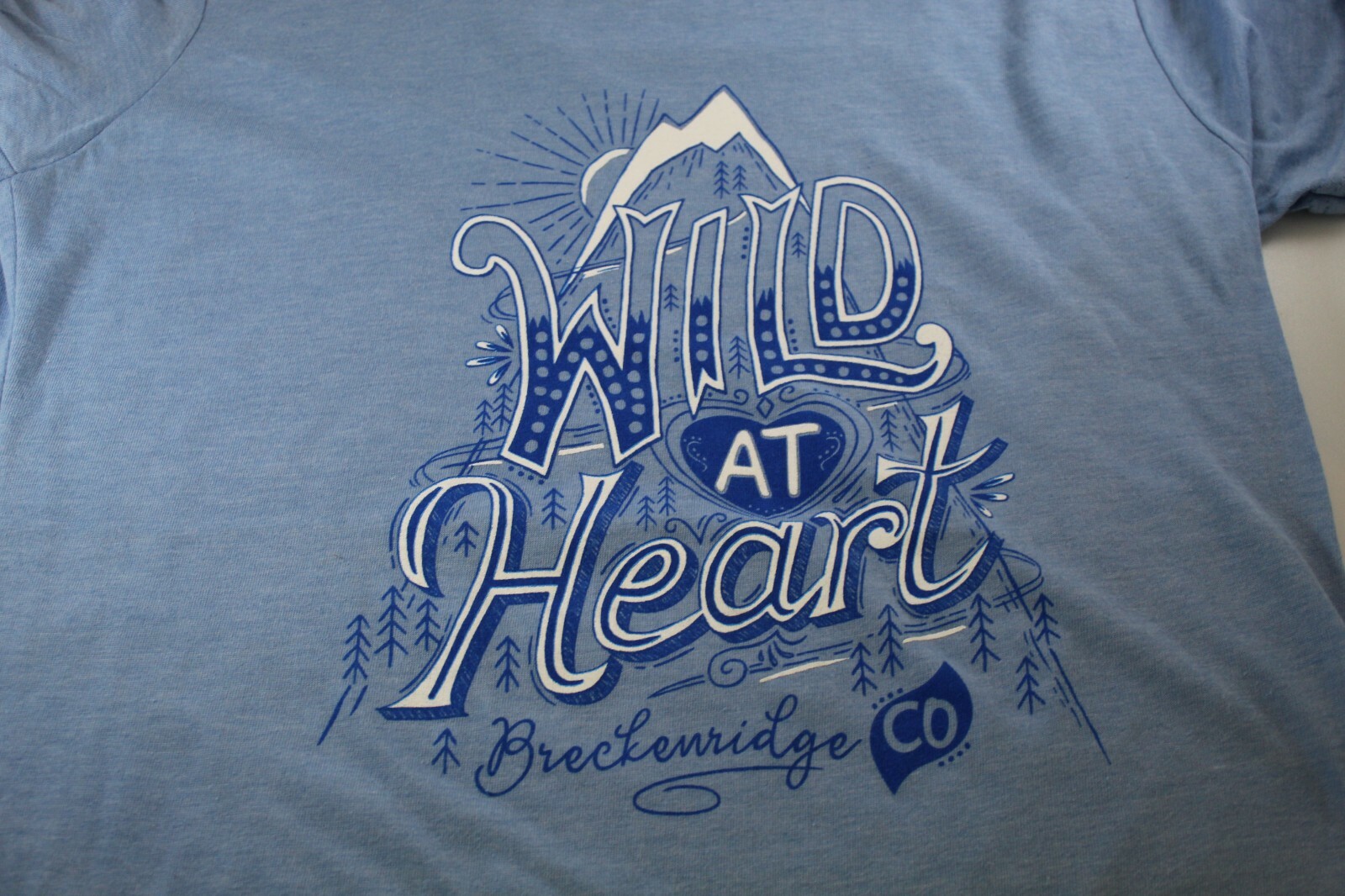 Breckenridge CO Ladies Med Fits Small Beantown Brand T-Shirt Fitted Blue