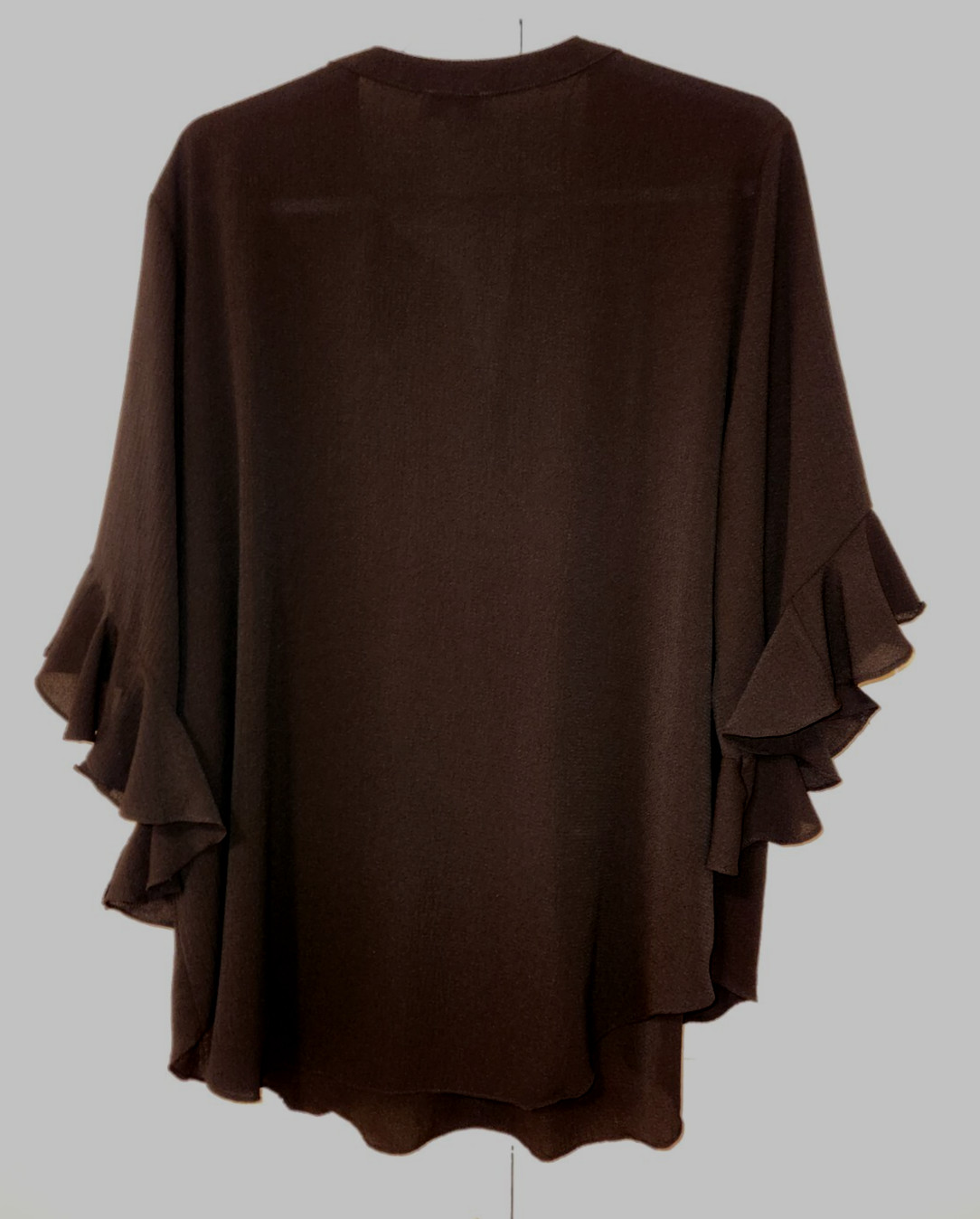 GiGiO Plus Black Tunic Blouse size 1XL Ruffle Sleeves