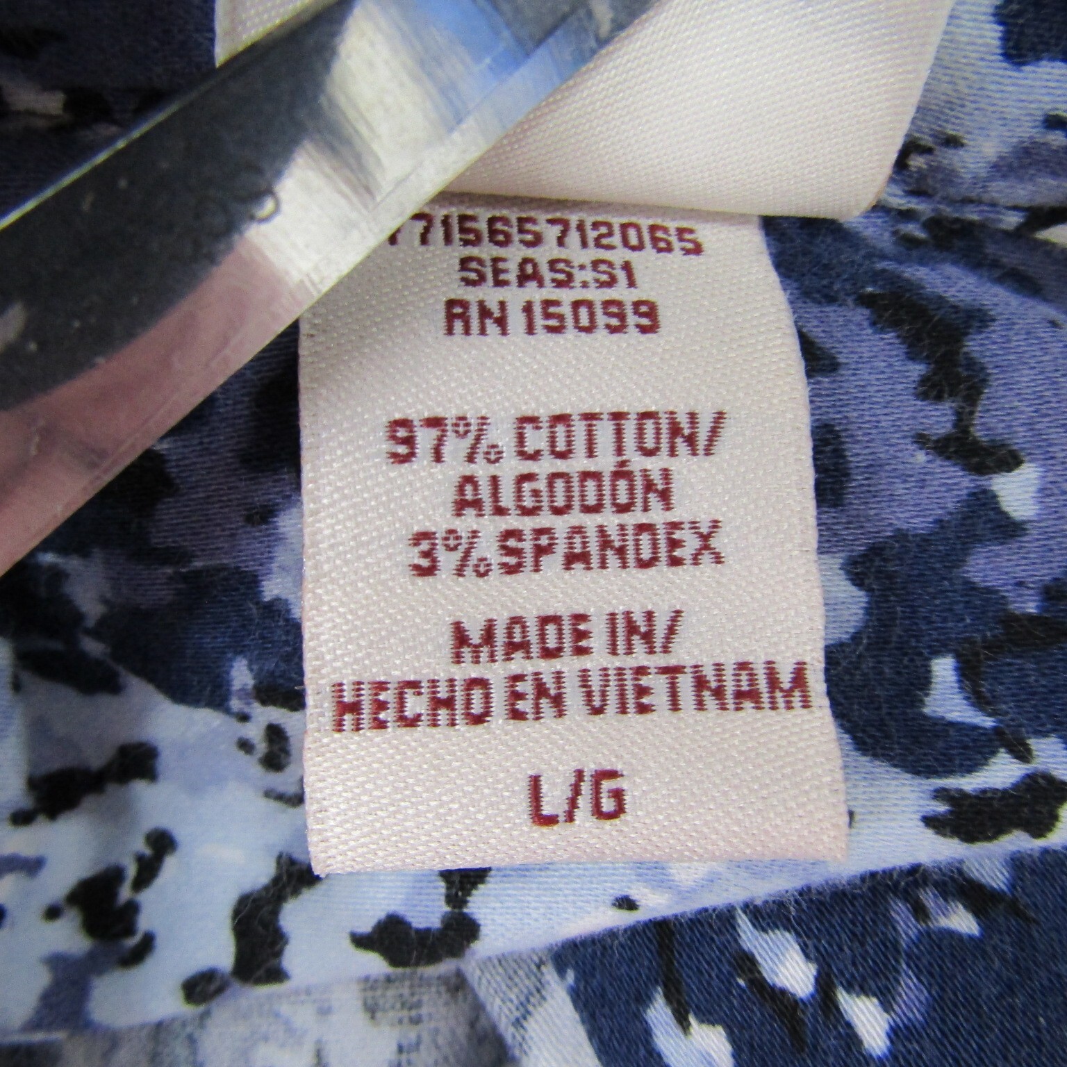 Covington Womens Top Blouse Short Sleeve Size L Blue White Glam Casual Preppy