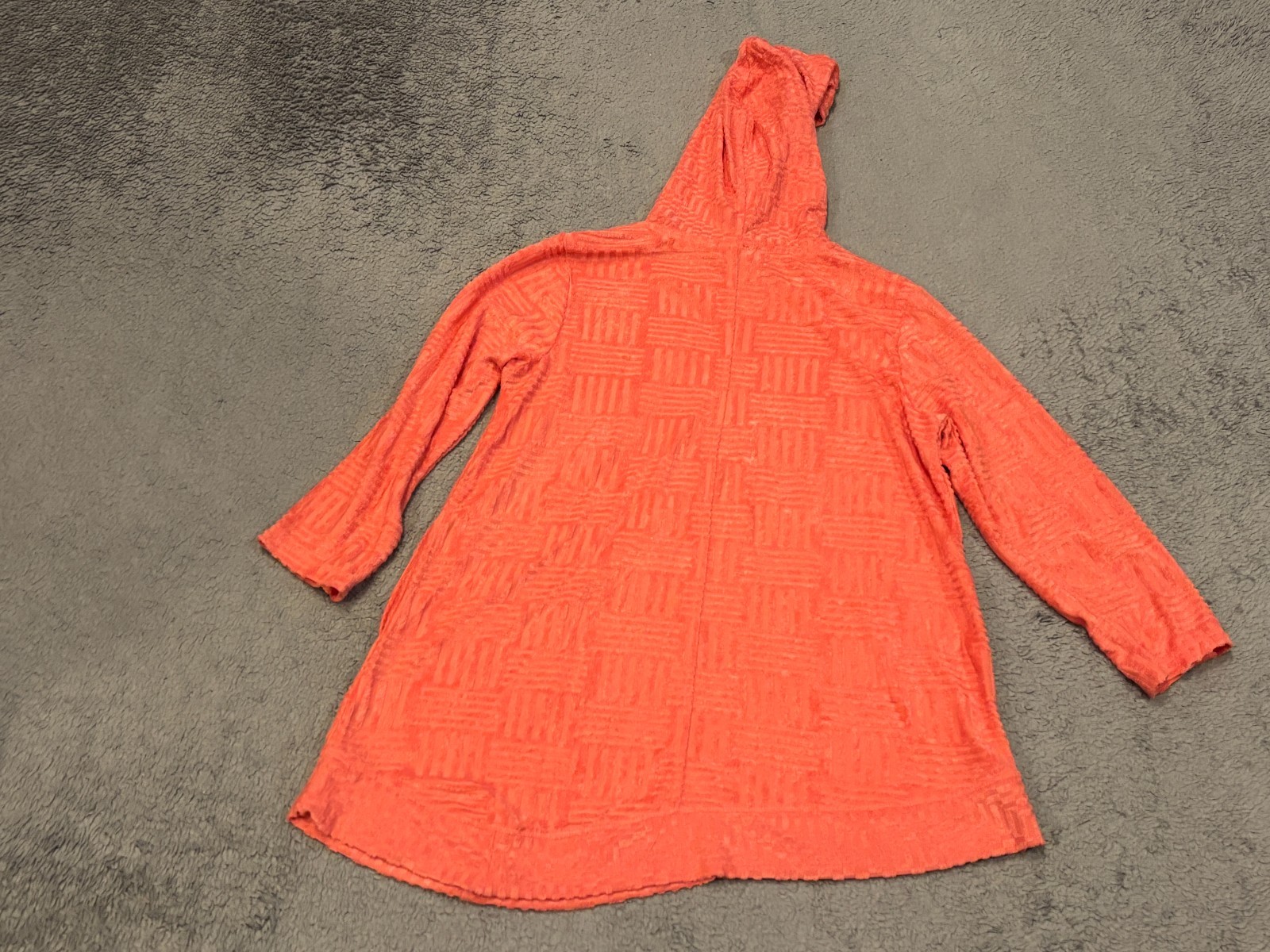 NWT LOGO Lounge By Lori Goldstein Waffle Knit Long Sleeve Hoodie Womens XS Coral