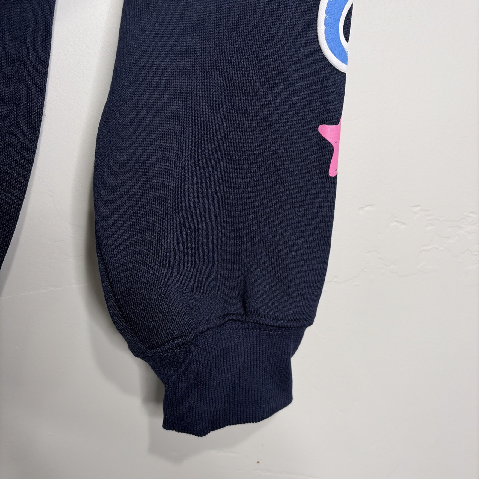 Peanuts Snoopy and Friends Zip Up Hoodie Womens S Navy Blue Puffy Graphics NEW