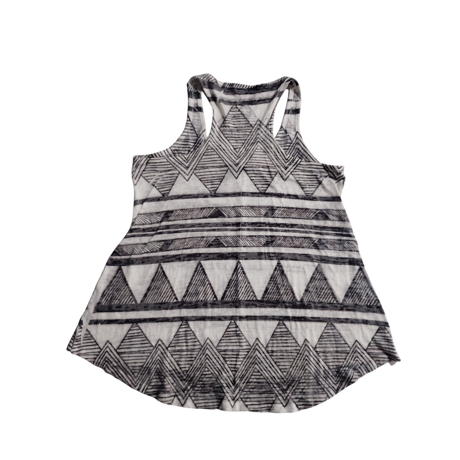 ENTI Womens Geometric Tribal Print Racerback Tank Top White Black Gray Size M