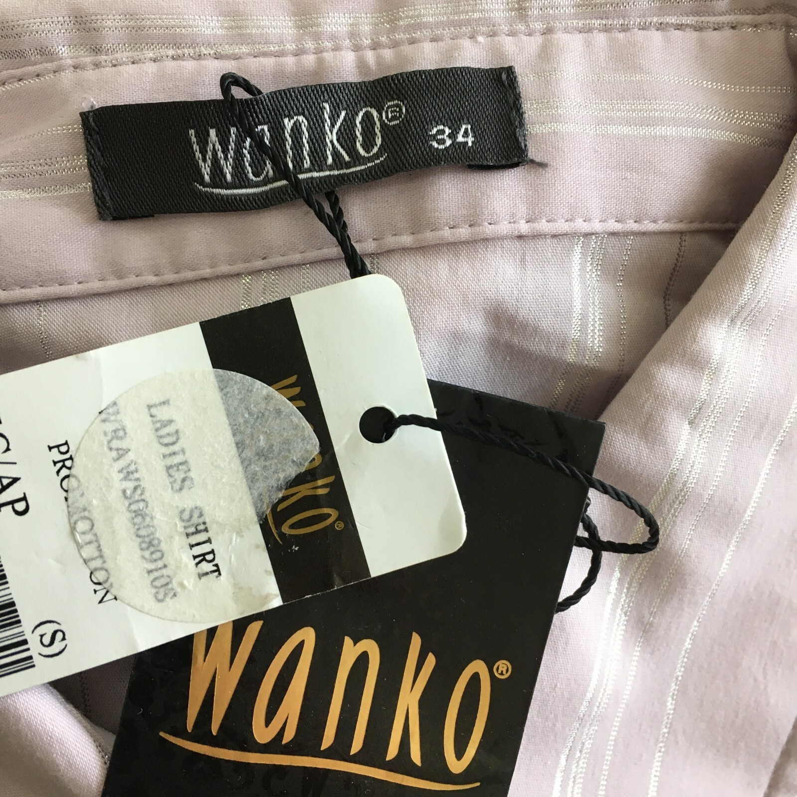 $260 NWT WANKO Womens sz 34/XS Light Purple Silver Glitter Striped Button Shirt