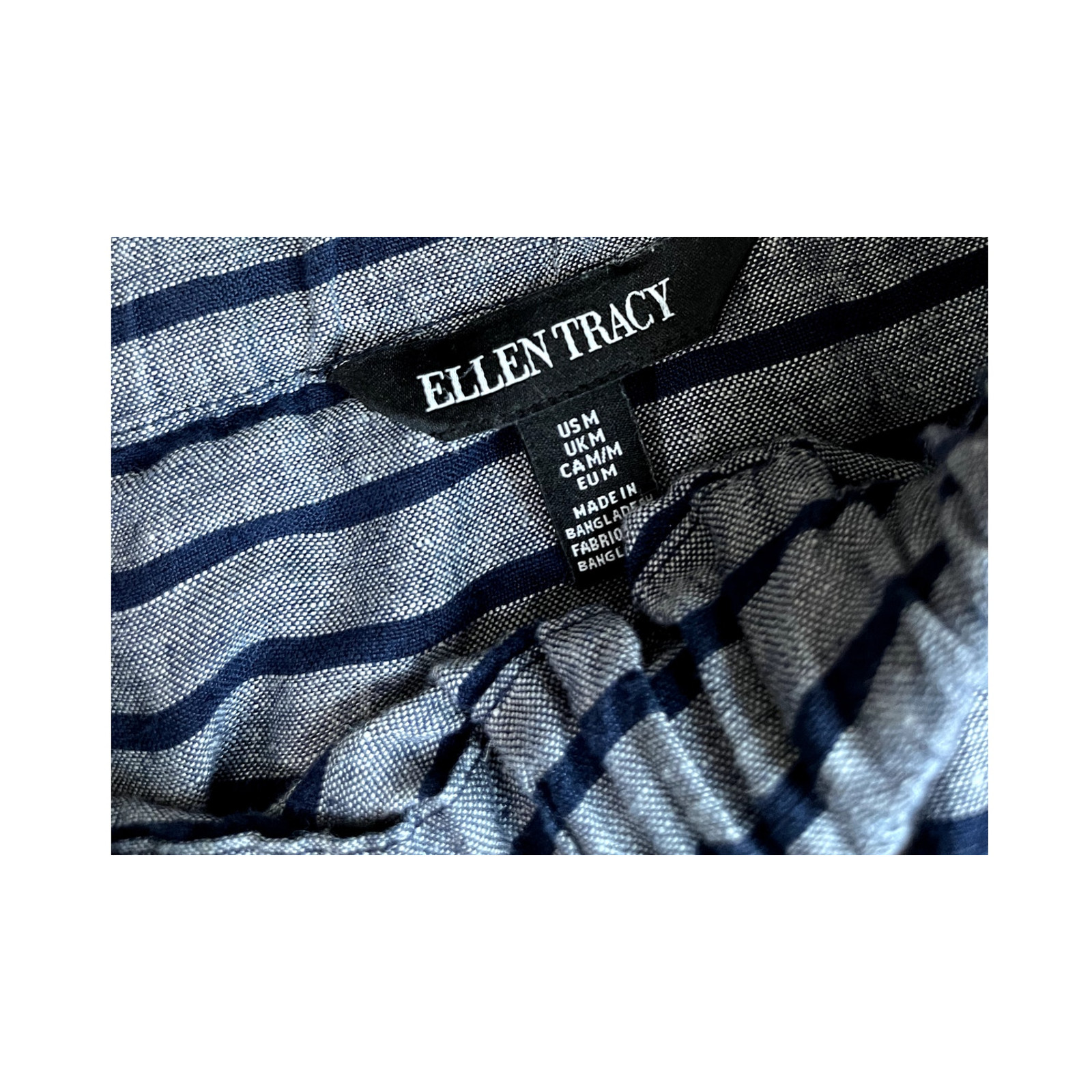 Women’s Blue Striped Linen Ellen Tracy Blouse M