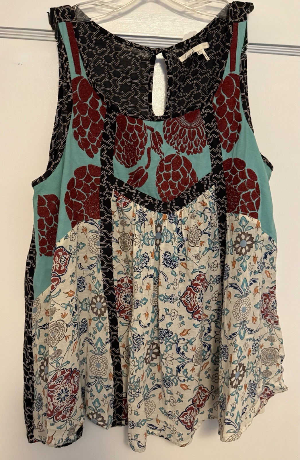 Anthropologie Floreat Top Womens 10 Boho Floral Embroidered Sleeveless