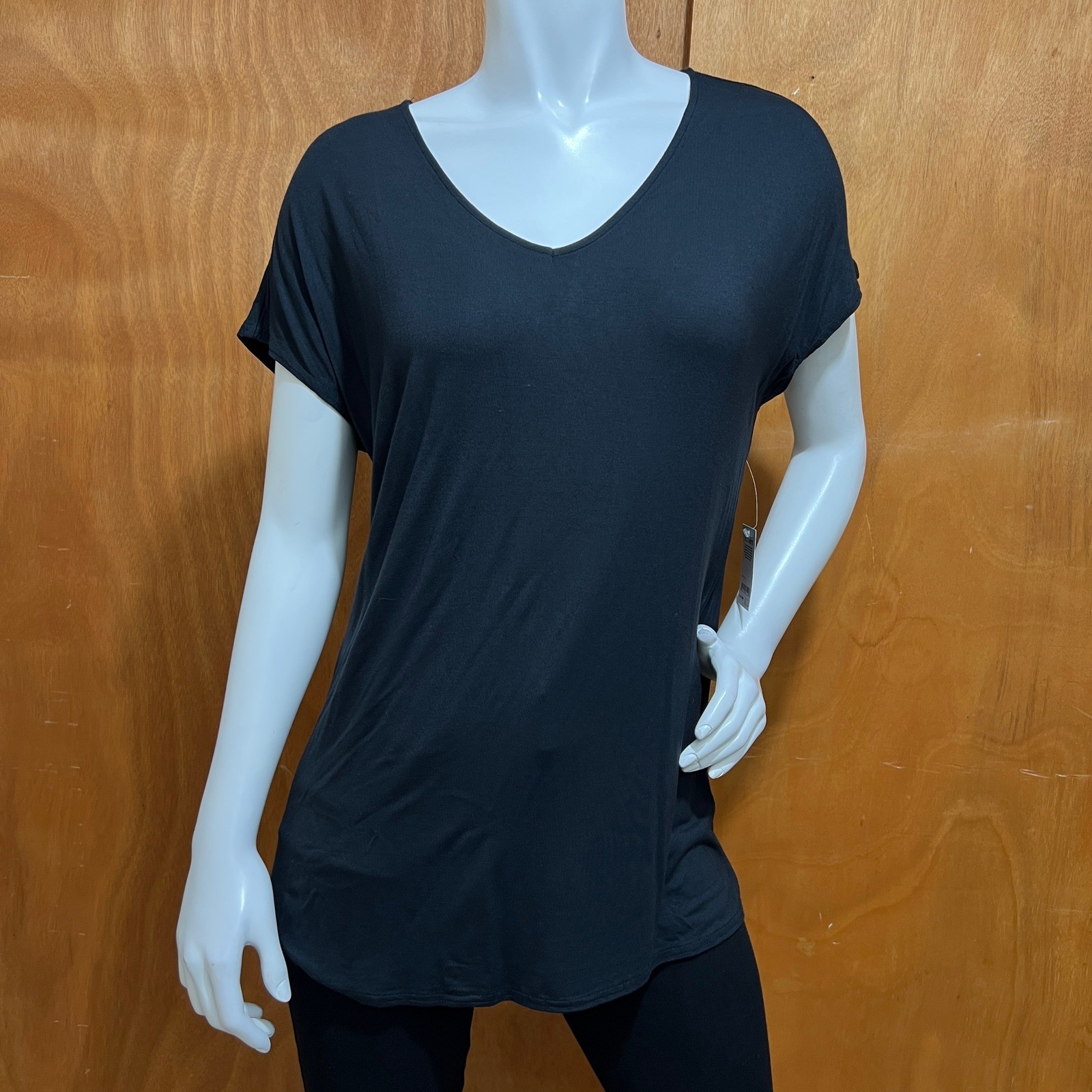 Daily Ritual Black EcoVero Jersey Oversized V-Neck Dolman Tunic Top Medium M