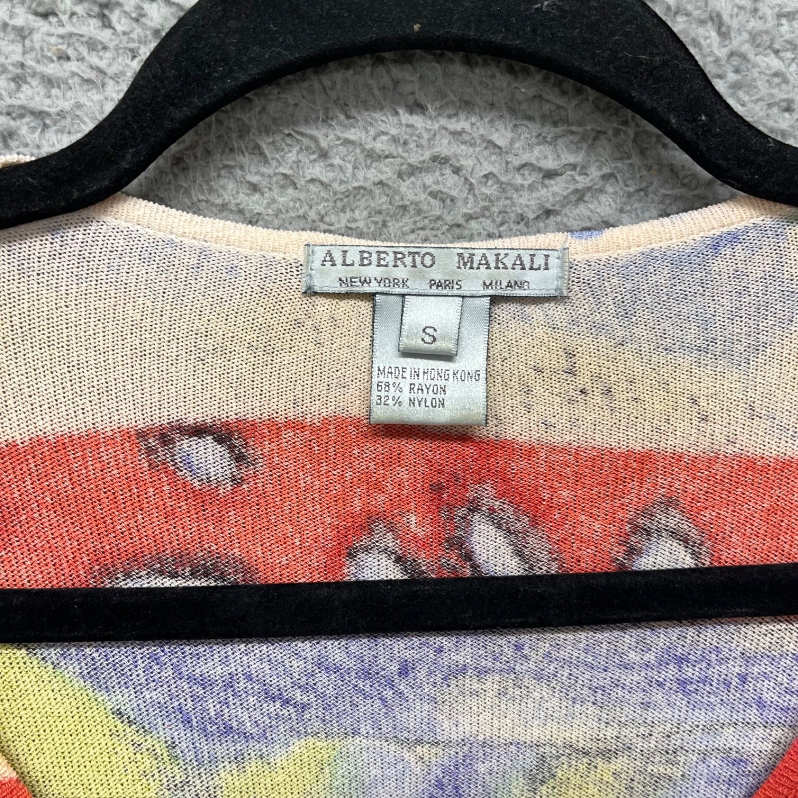 Alberto Makali Colorful Beaded Top Womens S Art To Wear Full Zip Y2K Slim Fit
