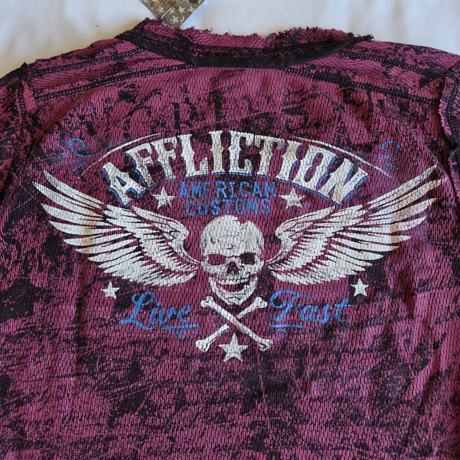 Affliction AC Heroic Reversible Y2K Grunge Biker S Purple Long Sleeve T-Shirt