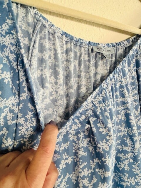 1X/2X/3X New Blue White Floral Prairie Print Babydoll Tunic Top Blouse Rayon 68$