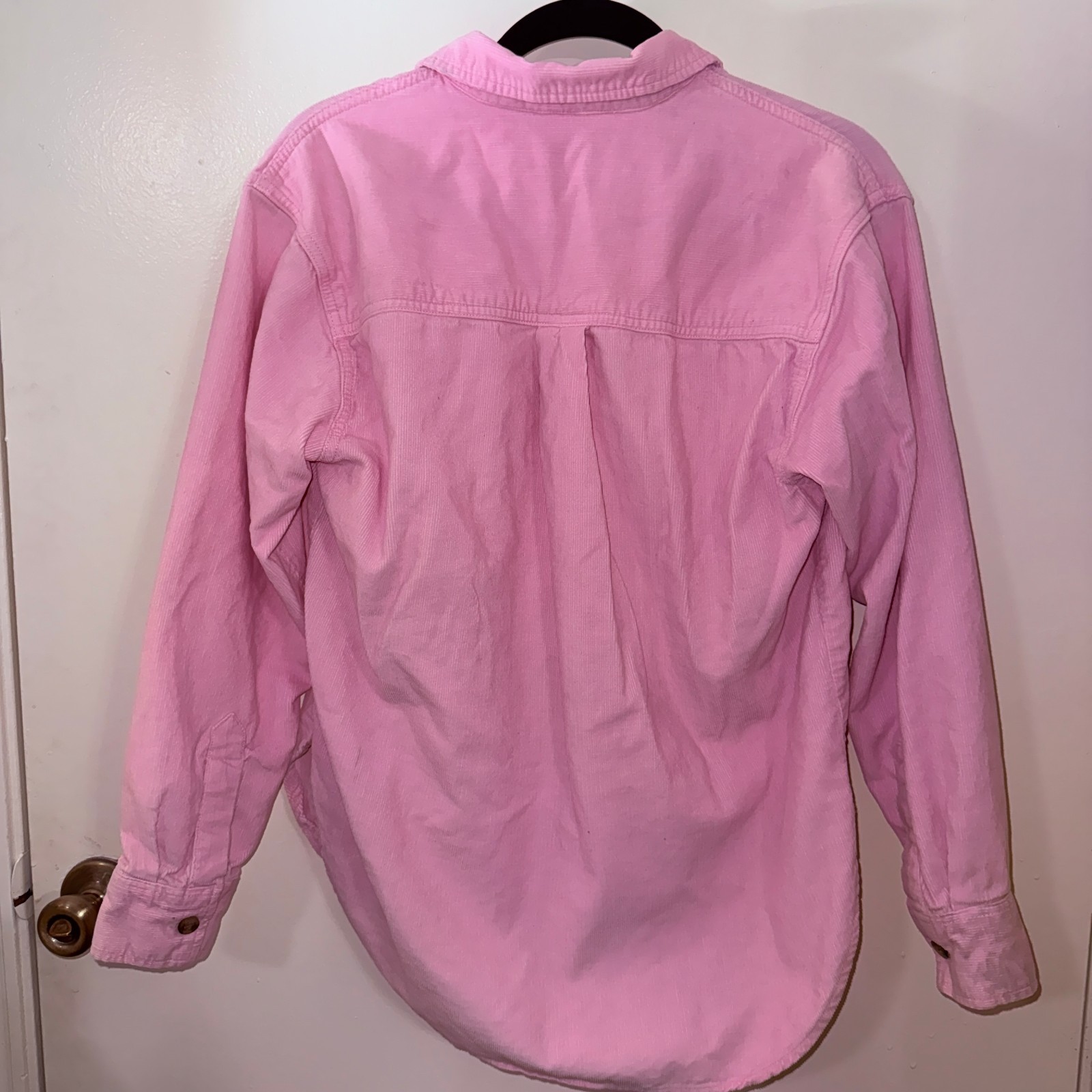 Pink Corduroy Western Button Down Shirt Oversized Shacket Womens Size Large