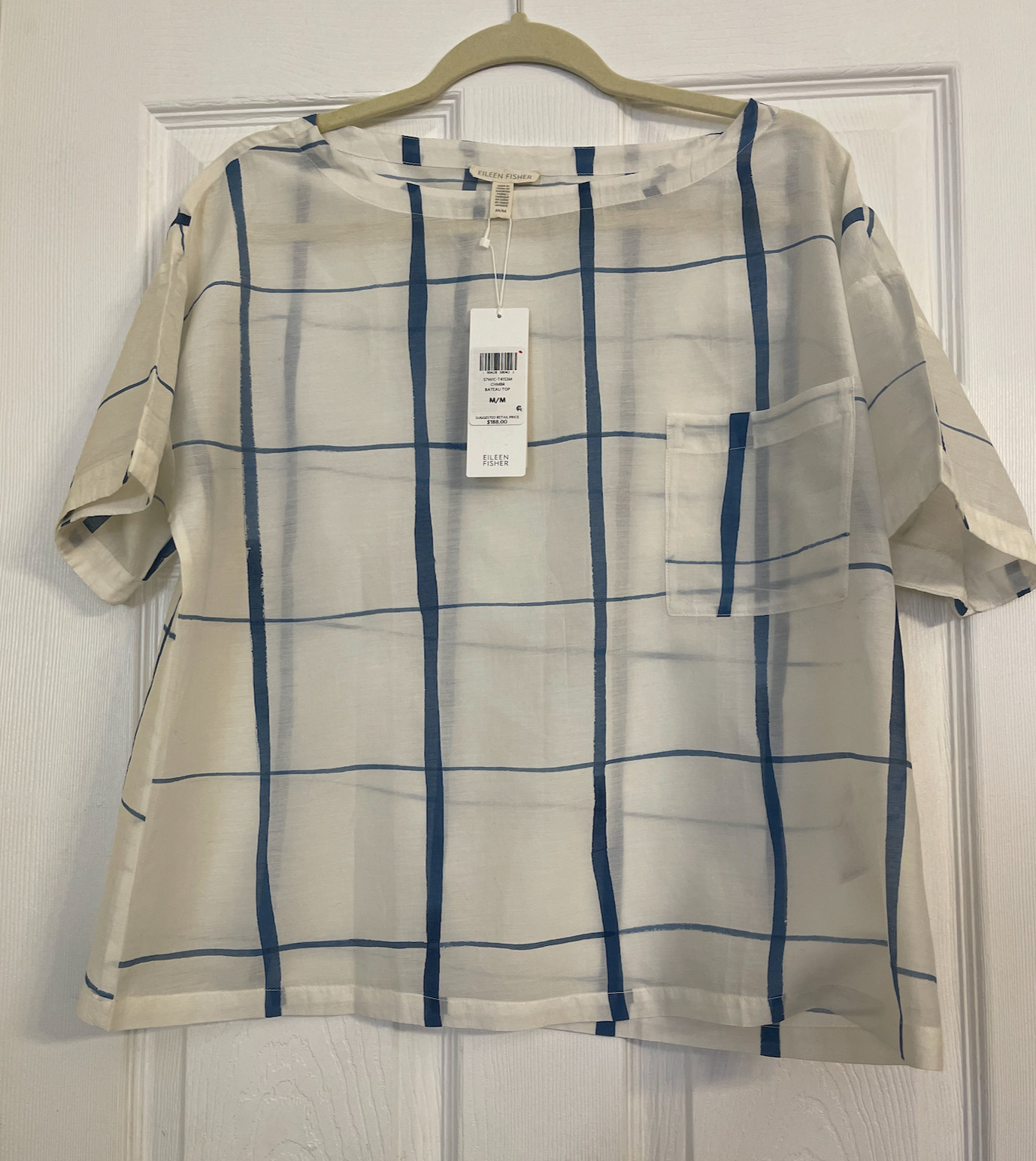 NWT $188 Eileen Fisher Chamber Hand-Painted Cotton Silk Squares Top S M L
