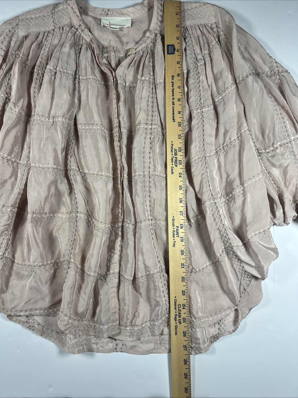 Anthropologie Sarabeth Textured Button Down Blouse Size Medium Pink Oversized