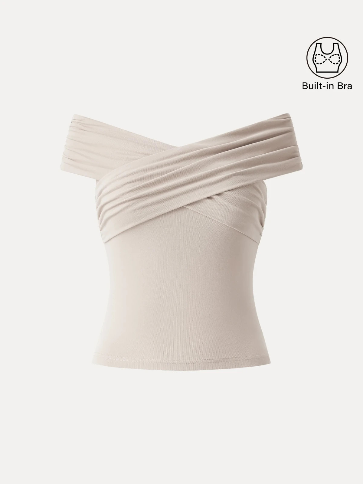 Women’s Cooling Cold Shoulder Airy Brami Top Removable Pads, Fog