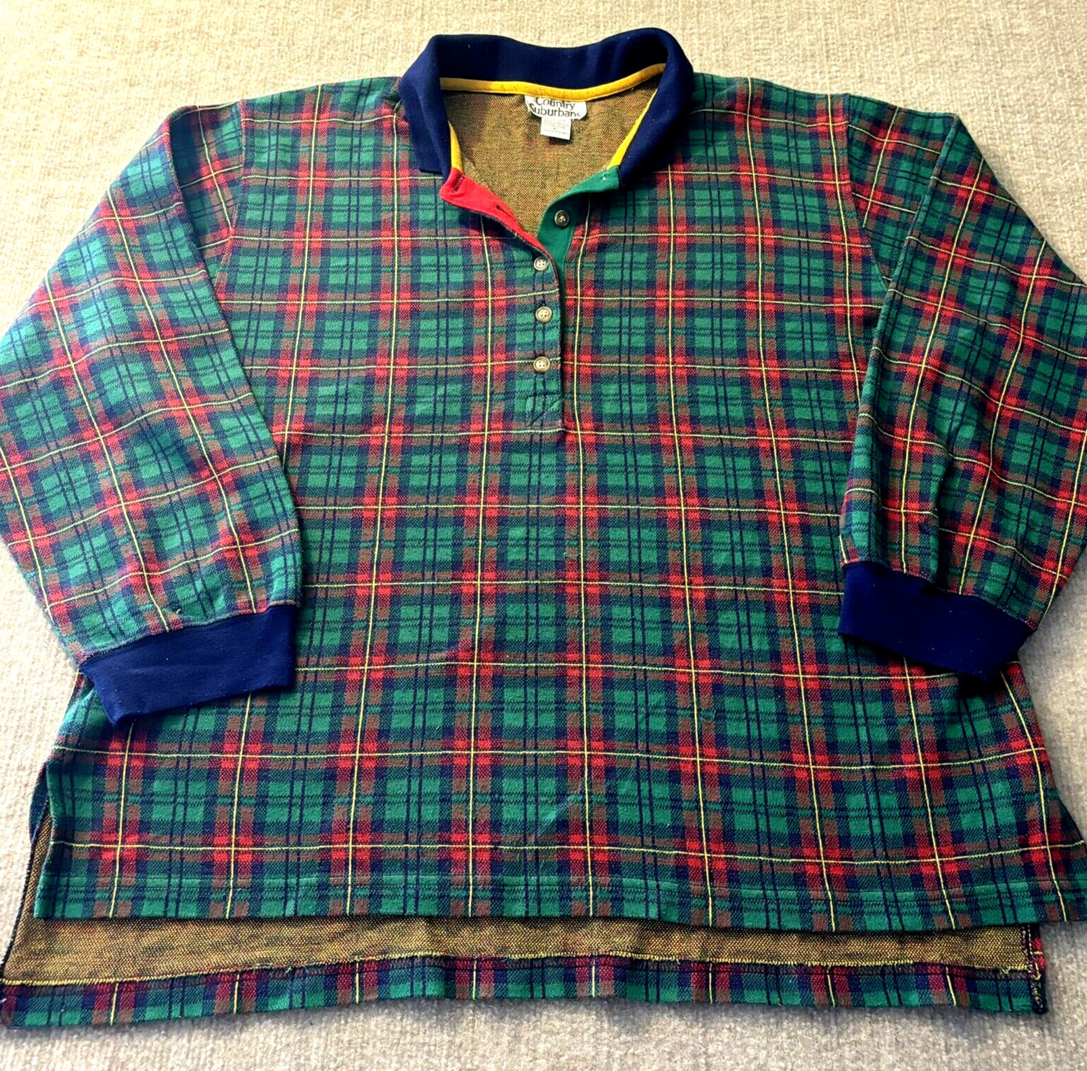 Vintage 80s Scottish Tartan Plaid Shirt Women XL Chore Garden Country Suburbans