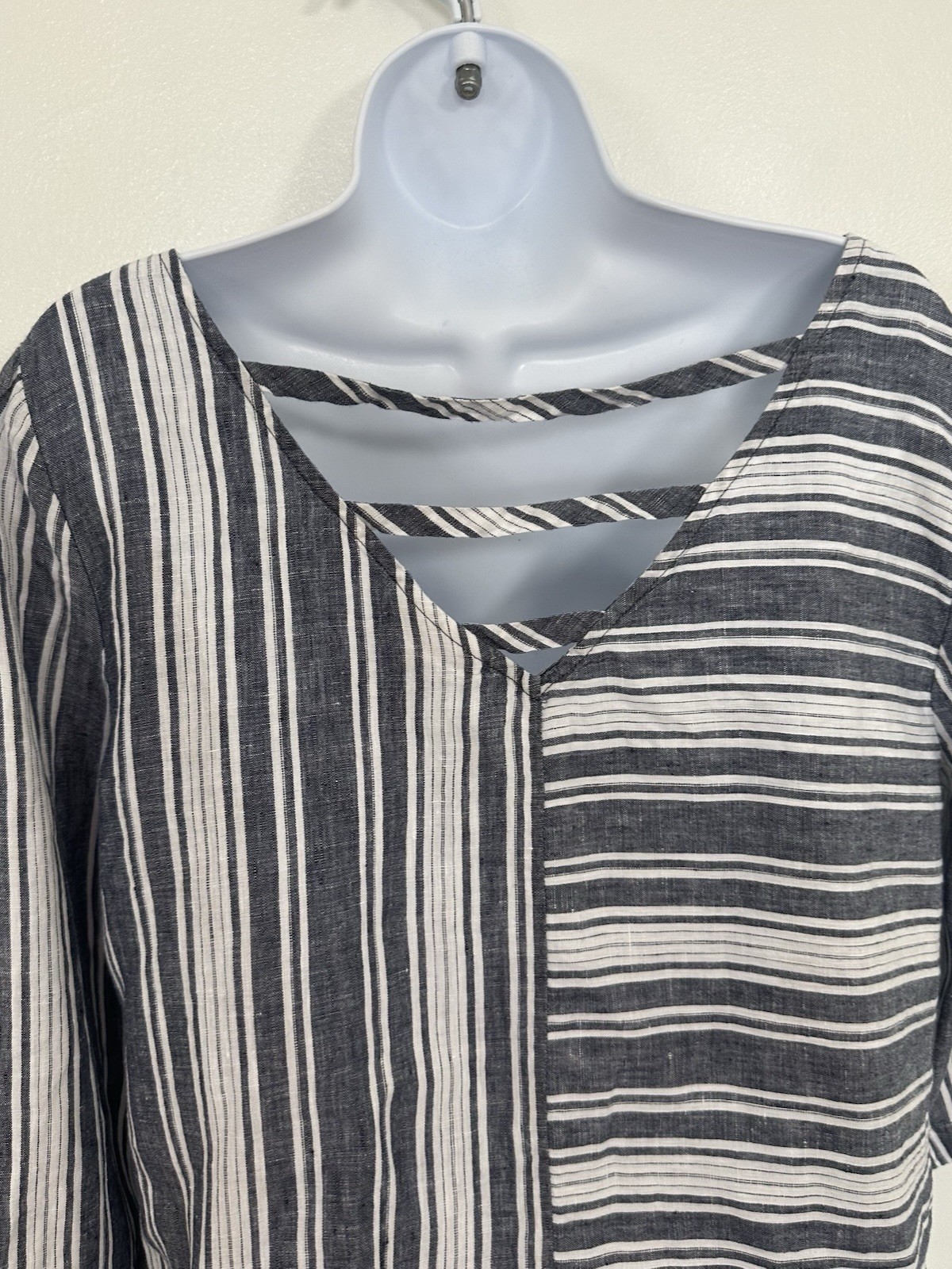 Charter Club/ Macy’s Boho Linen Striped Top M Tunic Hippie Beach Resort Cruise