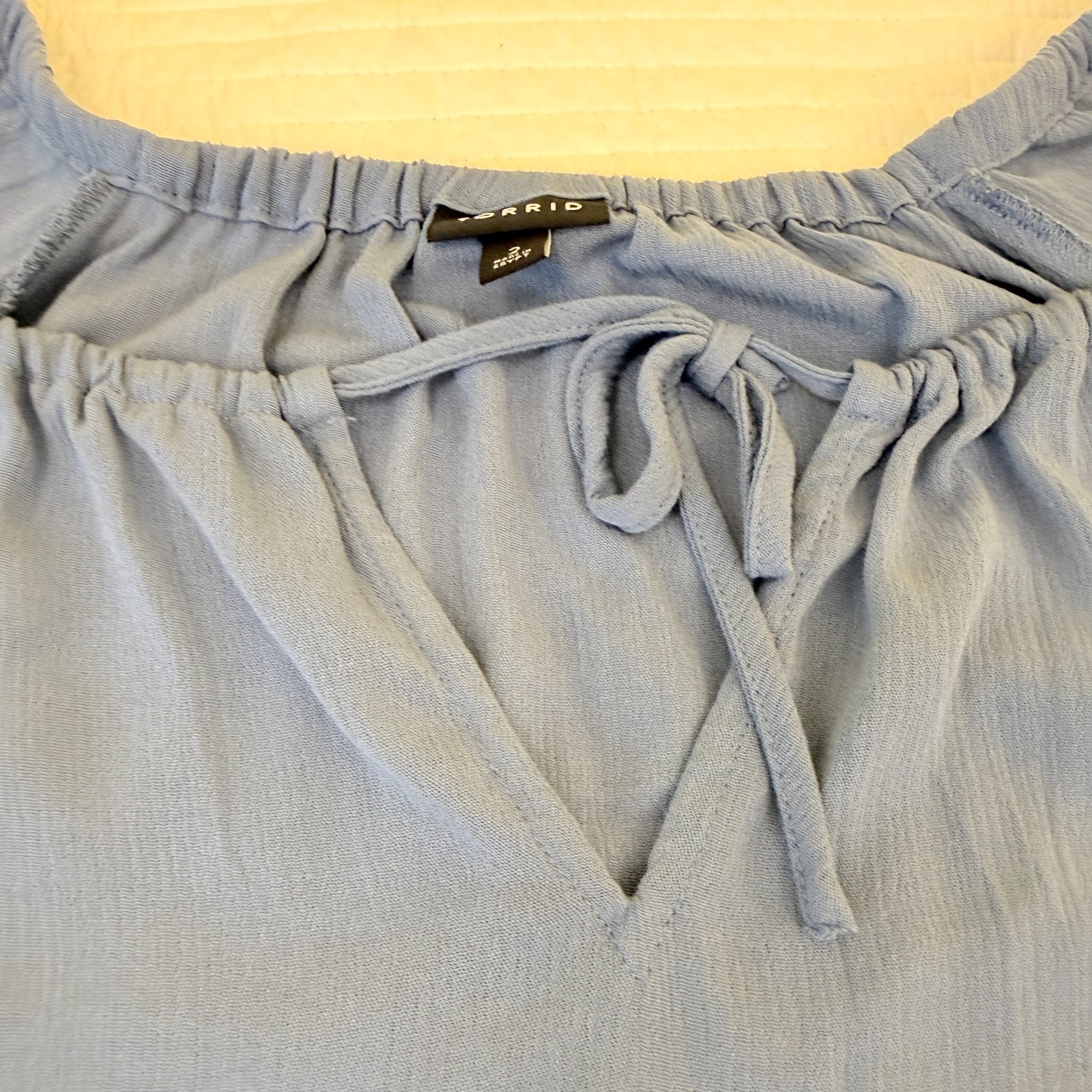 Torrid Sz 2 (18/20) Crinkle Gauze Relaxed Popover Blouse Cornflower Blue Boho