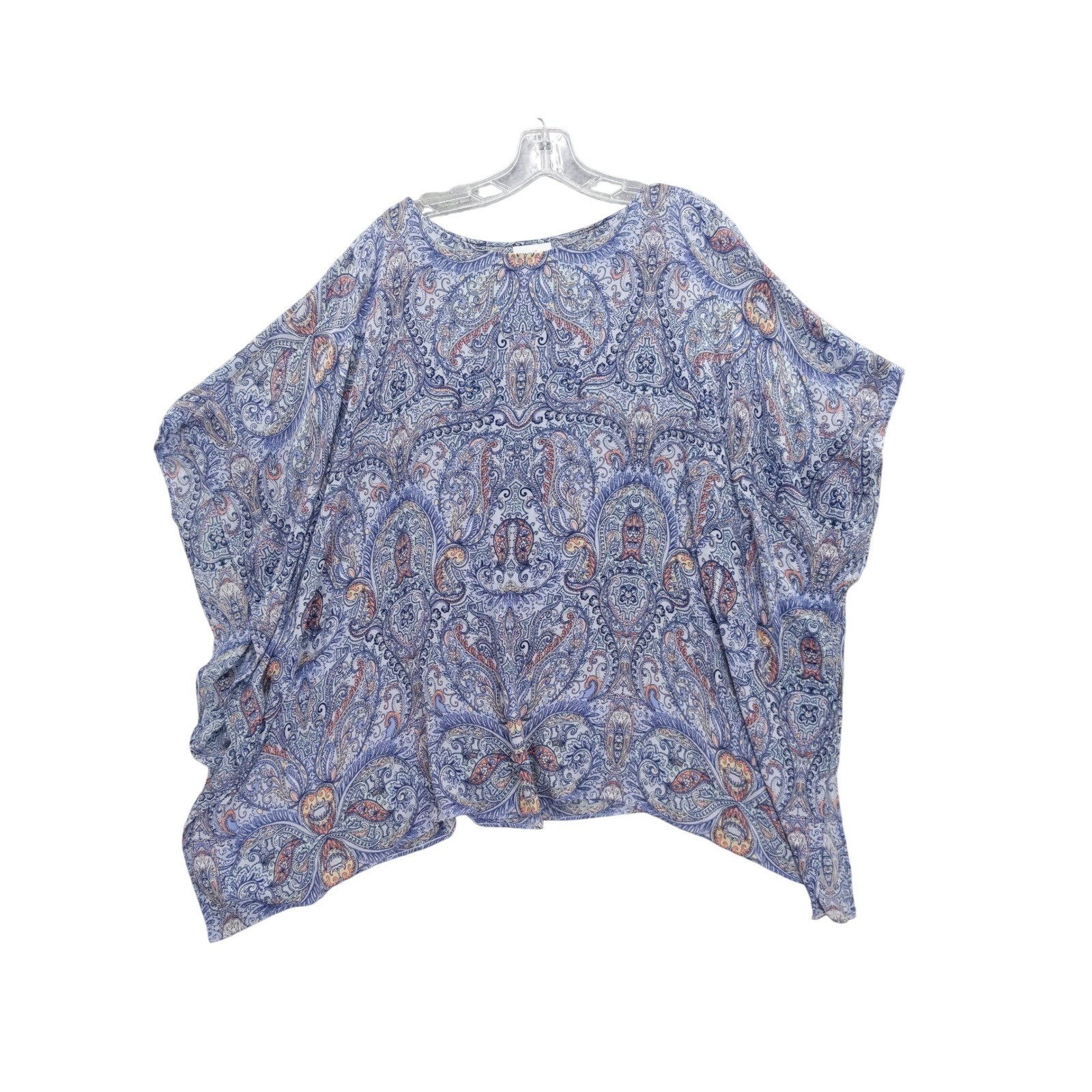 J.Jill Paisley Print Caftan Top Poncho Blouse Flowy Rayon Oversized XS/S