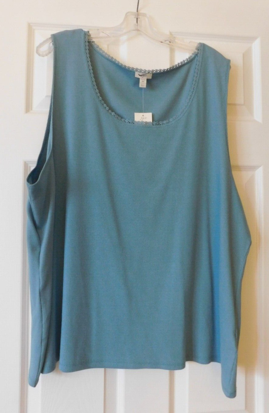 NWT J. Jill Womens Size 4X Lagoon Blue Sleeveless Blouse Shirt Layering Tank Top