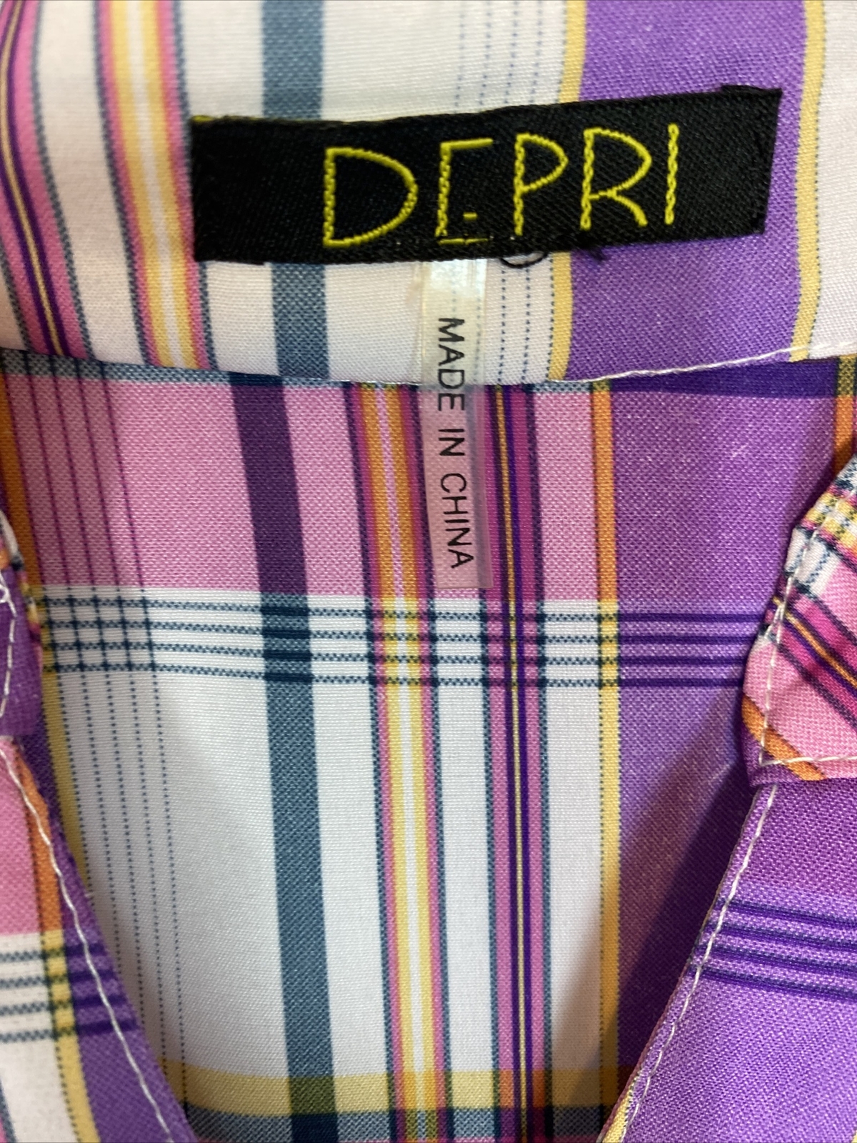 Depri Women’s Small Multicolor Plaid Bold Lightweight Sheer Blouse Shirt Tunic